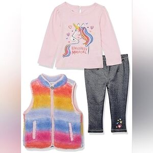 ☆NWT☆SO Nice Girls "KIDS HEADQUARTERS" 3PC Silky Sherpa Vest 3PC Set $65msrp
